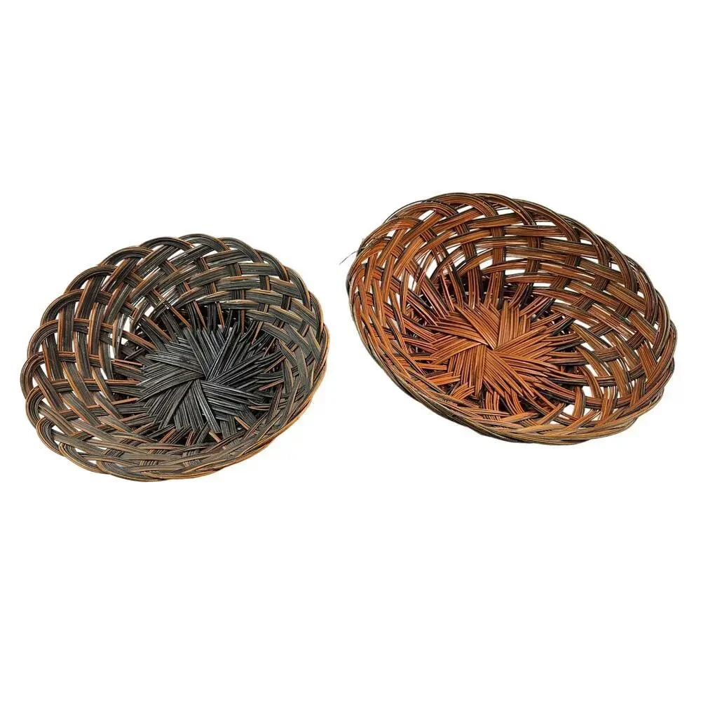 Lot of 2 vintage wicker baskets organization storage modern oval small / medium#